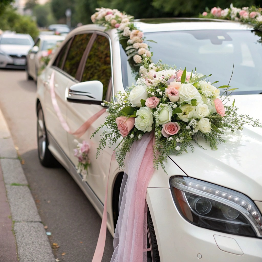 квіти для декору весільної машини
